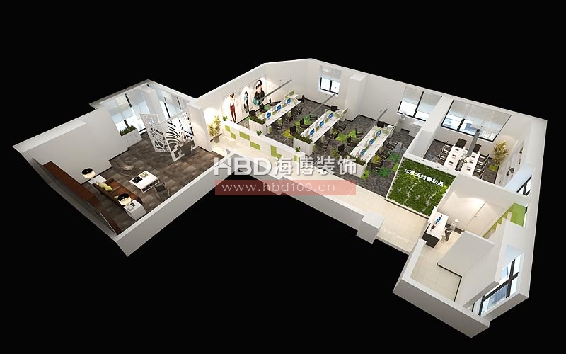 北京天然香妝品研究所辦公室設(shè)計 鳥瞰圖 北京天然香妝品研究所辦公室設(shè)計 鳥瞰圖